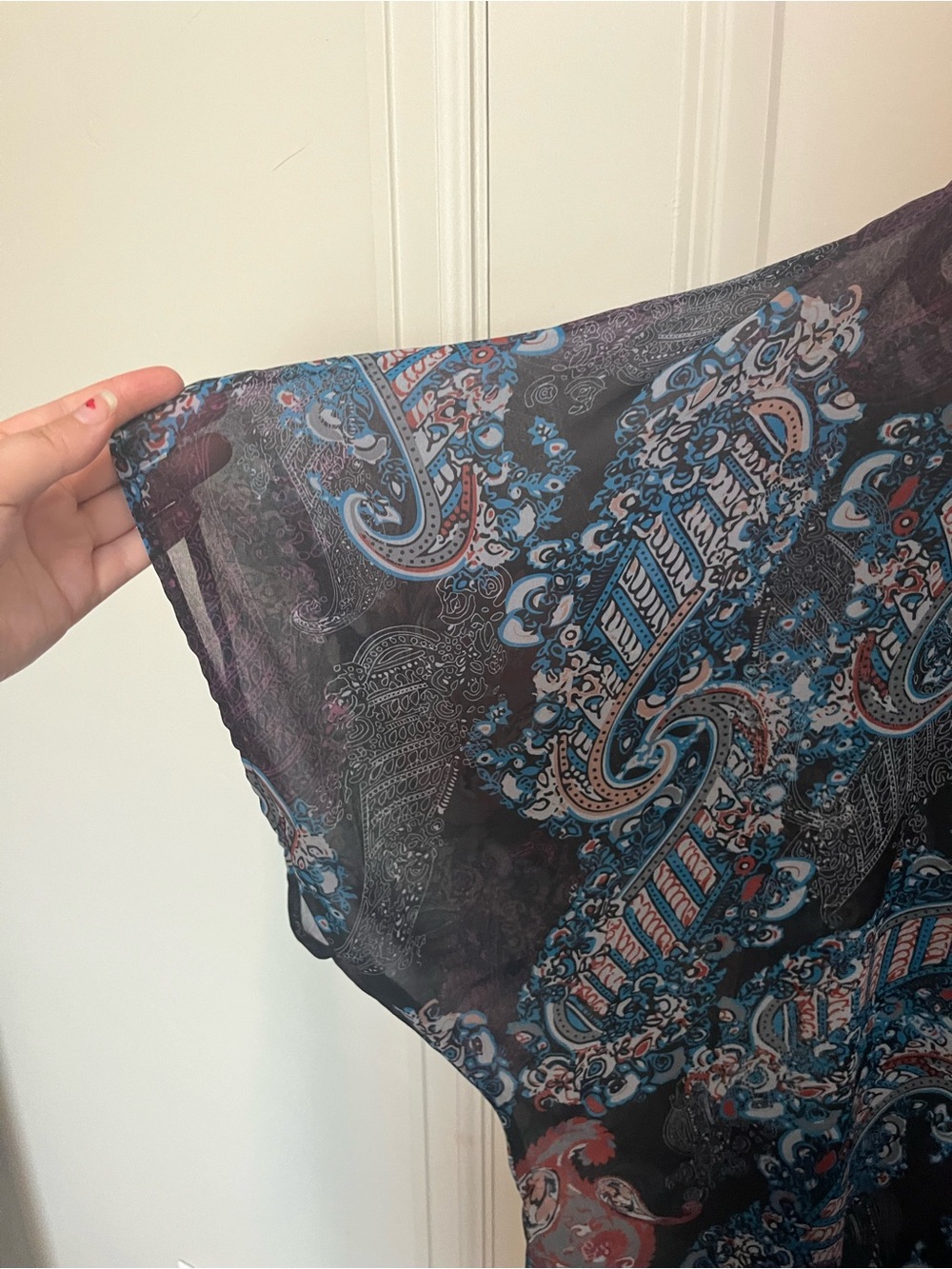 Sheer Paisley Kimono Cardigan - Teal & Plum - Picture 2 of 6